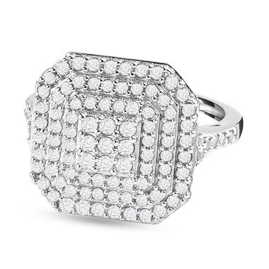 Weißer Diamant Ring, 925 Silber platiniert (Größe 16.00) ca. 1.00 ct