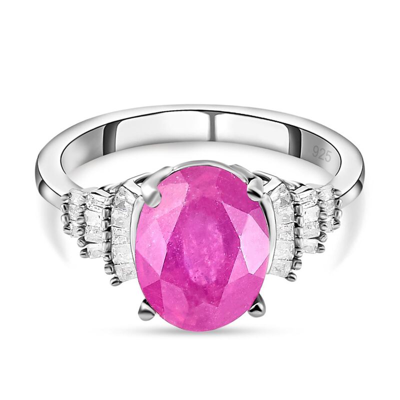 Ilakaka Rosa Saphir und weißer Diamant-Ring, 925 Silber platiniert  ca. 4,01 ct image number 0