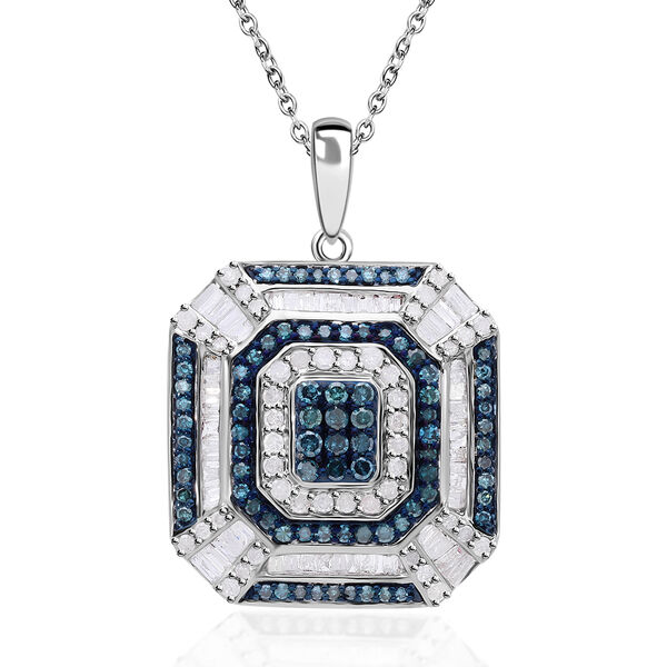 Weißer und blauer Diamant-Anhänger mit 45cm Kette  - 1,49 ct. image number 0