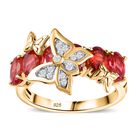 GP Trifono Kollektion- Synthetischer Padparadscha-Saphir, Zirkon und blauer Saphir-Ring - 4,09 ct. image number 3