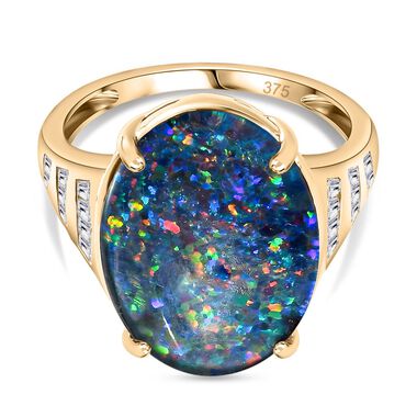 Boulder Opal Triplett und Zirkon Ring - 7,14 ct.