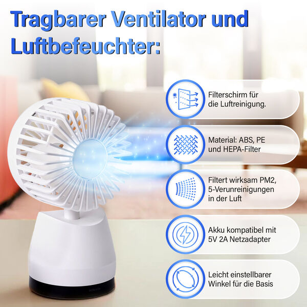 2 in 1: Ventilator mit Ionizer und abnehmbarer HEPA Filter, Weiß image number 1