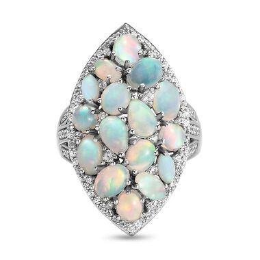 AA natürlicher, äthiopischer Welo Opal und Zirkon-Ring - 4,31 ct.