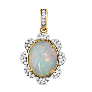 Natürlicher, äthiopischer Opal und Zirkon-Anhänger - 3,27 ct.