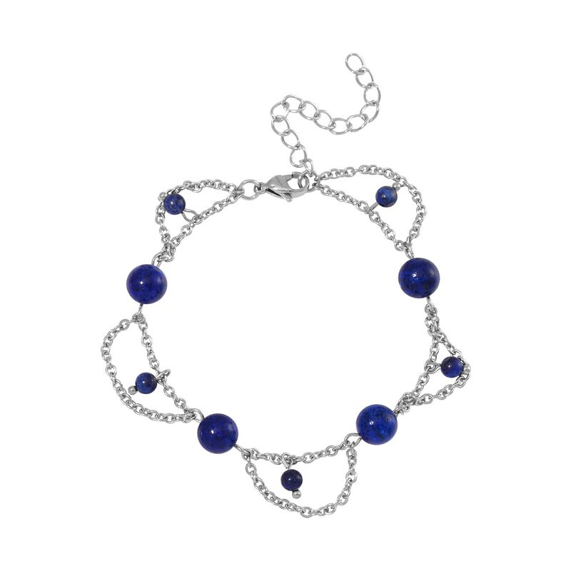 Lapislazuli Armband ca. 19 cm Reiner Edelstahl ca. 20.00 ct image number 0