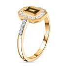 AAA Natürlicher, goldener Tansanit und Moissanit-Ring in 375 Gold - 1,17 ct. image number 6