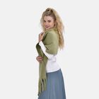 Oversized Damen Winterschal mit Fransen, Khaki image number 2