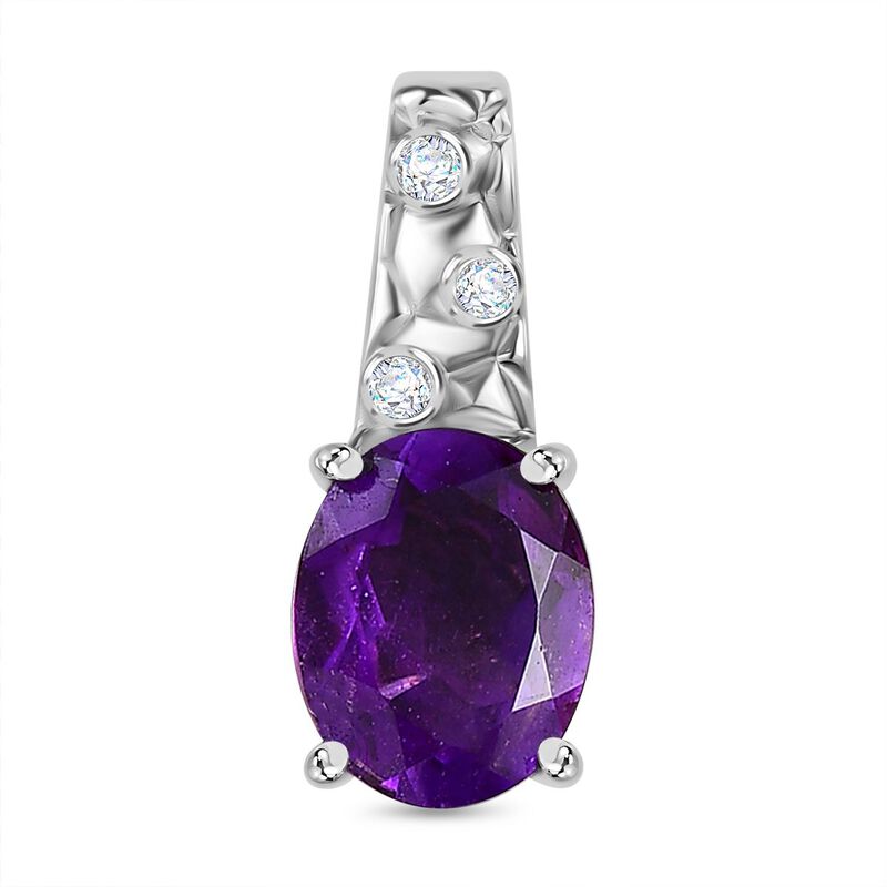 Afrikanischer Amethyst, Weißer Zirkon Anhänger Messing ca. 2,60 ct. image number 0