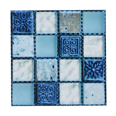 20er-Set - Mosaik-Wandaufkleber, Blau-Weiß