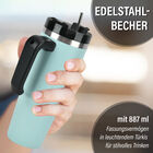 Edelstahlbecher 887 ml mit Strohhalm in Türkis image number 1