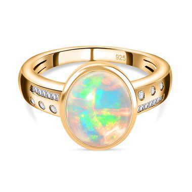 Natürlicher, äthiopischer Welo Opal und Diamant-Ring - 2,11 ct.