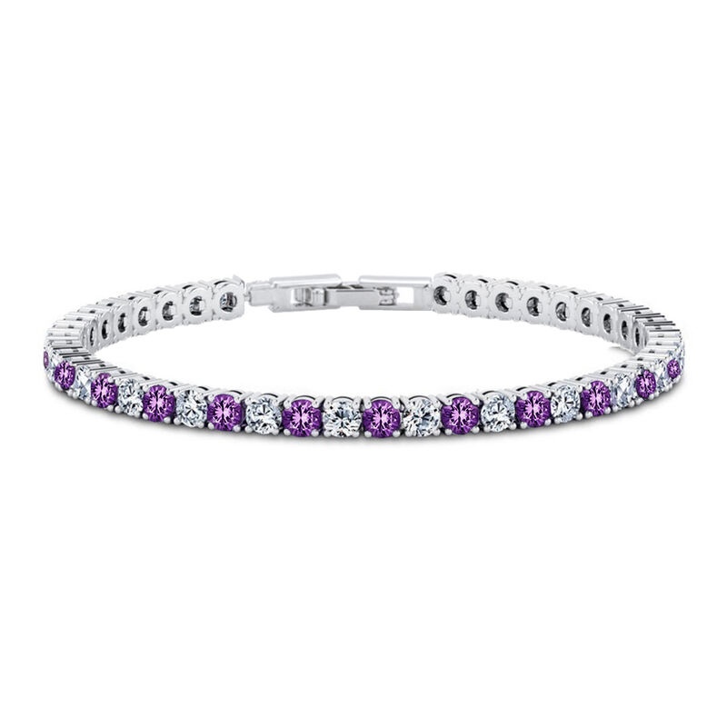 AAA Amethyst Zirkonia Armband ca. 19 cm Messing rhodiniert image number 0