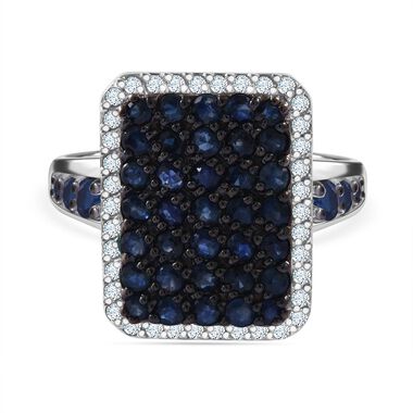 AA Blauer Saphir Ring 925 Silber rhodiniert (Größe 18.00) ca. 2,30 ct
