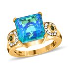 Paraiba Pfau Triplett Quarz, natürlicher Chromdiopsid und Zirkon-Ring - 6 ct. image number 2