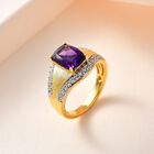 AAA Marokkanischer Amethyst, Weißer Zirkon Ring, 925 Silber Gelbgold Vermeil, (Größe 18.00) ca. 3.14 ct image number 1