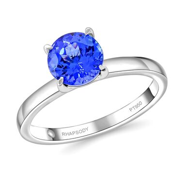 Rhapsody AAAA Tansanit, Weißer Diamant Ring 950 Platin (Größe 18.00)  zertifiziert und geprüft ca. 1.45 ct