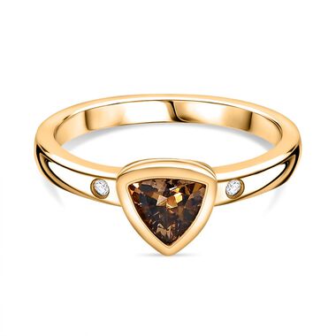 AA Natürlicher goldener Tansanit und Moissanit-Ring - 0,60 ct.