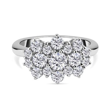 LUSTRO STELLA Hergestellt mit ZIRKONIA Ring 925 Silber Platin-Überzug (Größe 16.00) ca. 2,22 ct