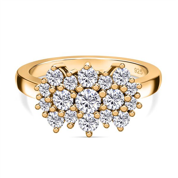 Moissanit Cluster Ring, 925 Silber mit Gelbgold Vermeil - 1 ct. image number 0