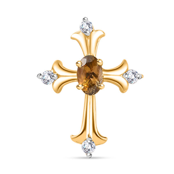 AA Natürlicher goldener Tansanit und Moissanit Kreuz-Anhänger, ca. 0.35 ct image number 0