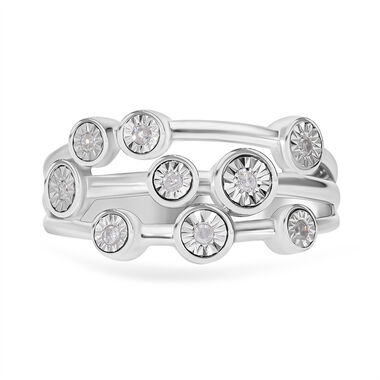 Weißer Diamant P Ring 925 Silber platiniert (Größe 17.00) ca. 0,10 ct