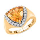 AA Serra Gaucha Citrin, Weißer Zirkon Ring, 925 Silber Gelbgold Vermeil, (Größe 20.00) ca. 3.65 ct image number 3