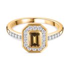 AAA Natürlicher, goldener Tansanit und Moissanit-Ring in 375 Gold - 1,17 ct. image number 0