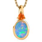 Natürlicher, äthiopischer Welo Opal, Feuer opal Schmuckset 925 Silber 750 Gelbgold Vermeil ca. 2,54 ct. image number 0