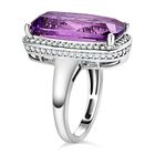 Afrikanischer Amethyst, weißer Zirkon Ring, 925 Silber platiniert, (Größe 18.00) ca. 15.57 ct image number 4