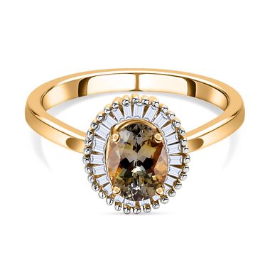 AA natürlicher goldener Tansanit und Diamant-Ring - 0,99 ct.