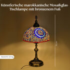 Künstlerische Marokkanische Mosaikglas-Tischlampe mit Bronzefuß, Größe 59cm, mehrfarbig image number 1