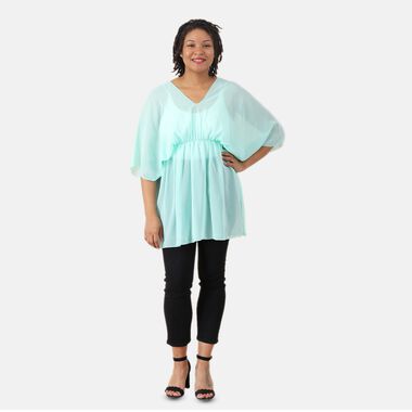 V-Ausschnitt Chiffon Top, Hellgrün