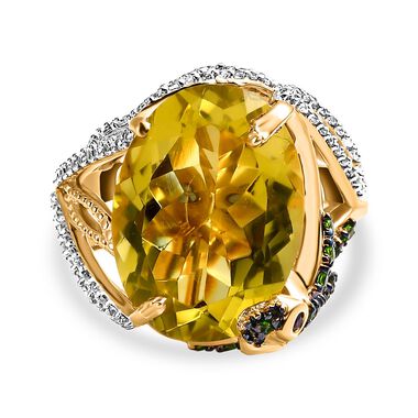 GP Italian Garden Kollektion - Ouro Verde-Quarz, Rhodolith Granat und Multi-Edelstein-Ring - 14,88 ct.