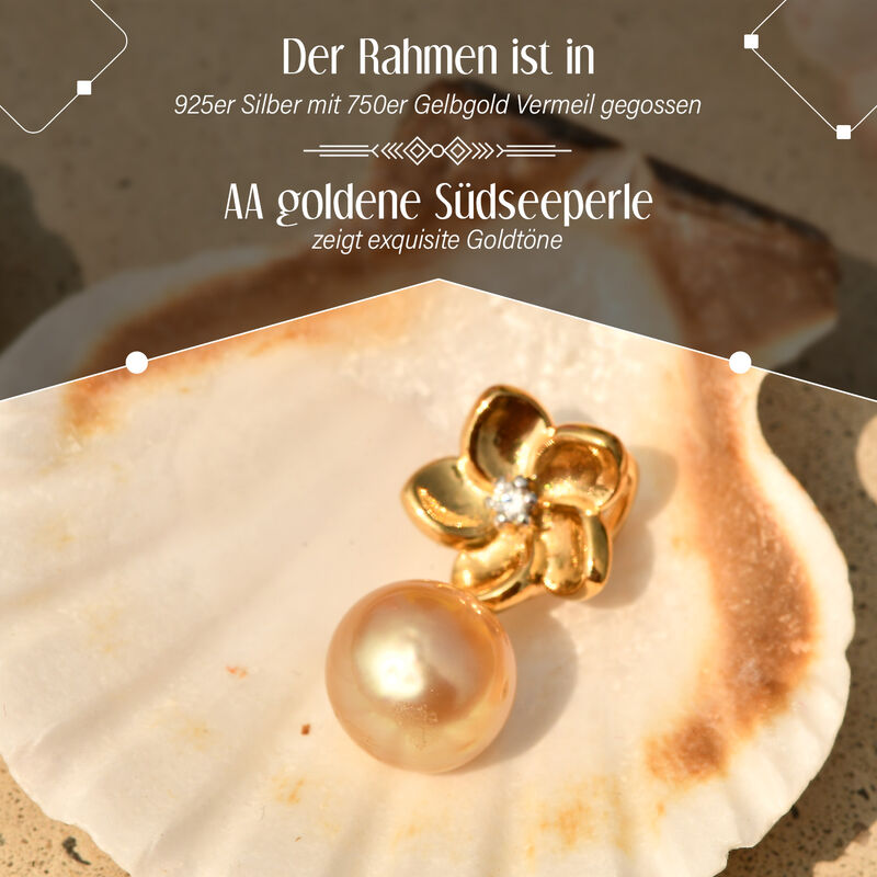 AA goldener Südseeperle und Zirkon Anhänger image number 0