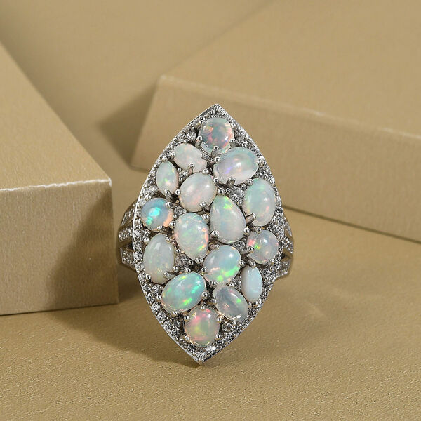 AA natürlicher, äthiopischer Welo Opal und Zirkon-Ring - 4,31 ct. image number 1