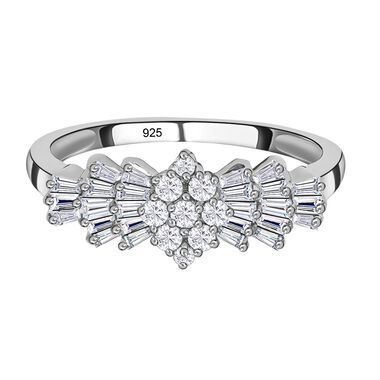 Moissanit Ballerina Ring, 925 Silber rhodiniert - 1,12 ct.