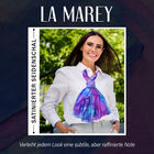 LA MAREY – Satinschal aus Maulbeerseide, Lila mit blauen Akzenten image number 1