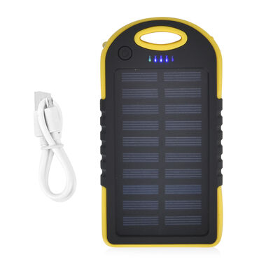 Solarbetriebene Powerbank mit USB Anschluss, Gelb