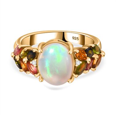 AA natürlicher, äthiopischer Welo Opal, Zirkon und Multi-Turmalin-Ring - 2,70 ct.