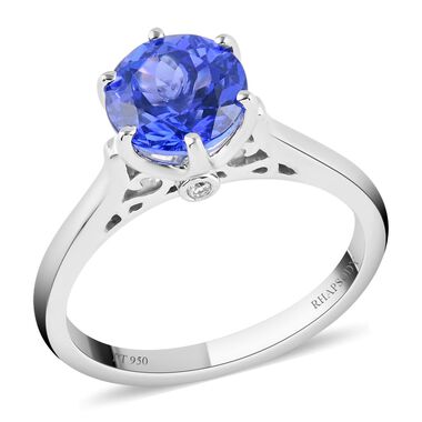 RHAPSODY zertifizierter und geprüfter AAAA Tansanit und VS-EF Diamant-Ring in 950 Platin - 2,40 ct.