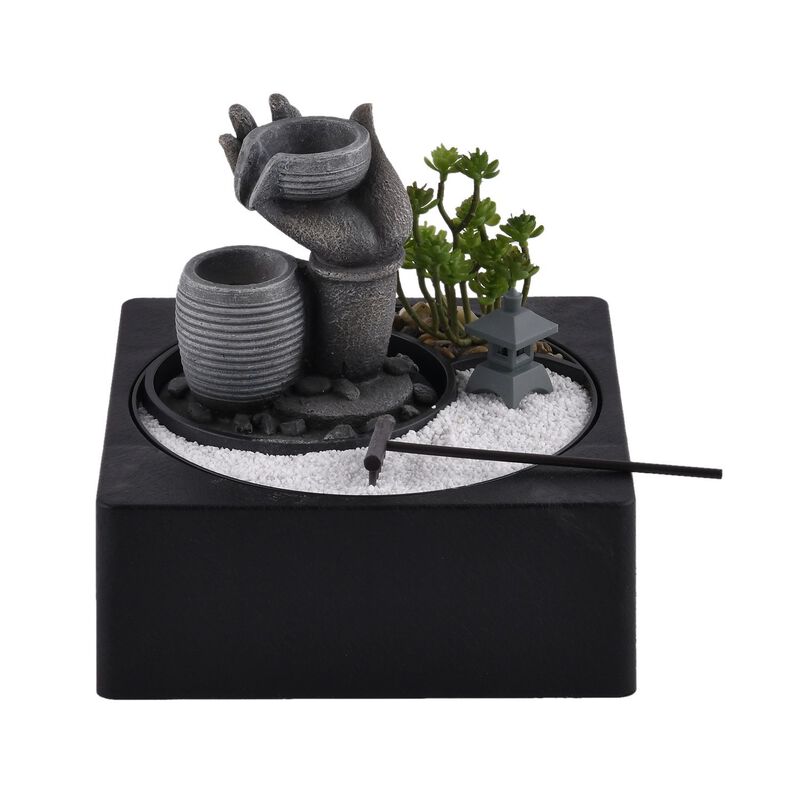 Indoor-Wasserbrunnen mit LED-Licht, USB-Anschluss, Größe: 23x23x28cm, Ruhender Buddha