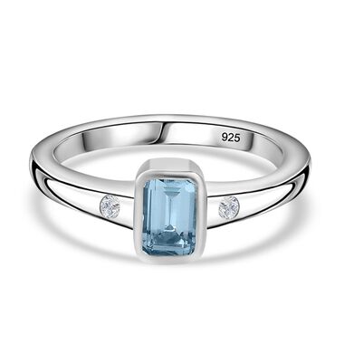 Espirito Santo AAA Aquamarin und Zirkon Ring, ca. 0.59 ct.