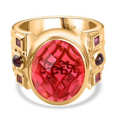 GP Art Déco Collection - Padparadscha Quarz Triplett, Rhodolith Granat und Kanchanaburi blauer Saphir-Ring - 11,67 ct.