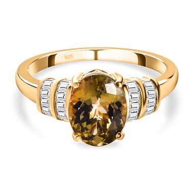 AAA natürlicher, goldener Tansanit und Diamant-Ring - 2,26 ct.