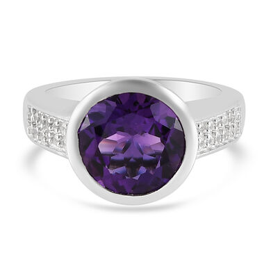 Lusaka Amethyst und Zirkon Ring 925 Silber platiniert  ca. 3,71 ct