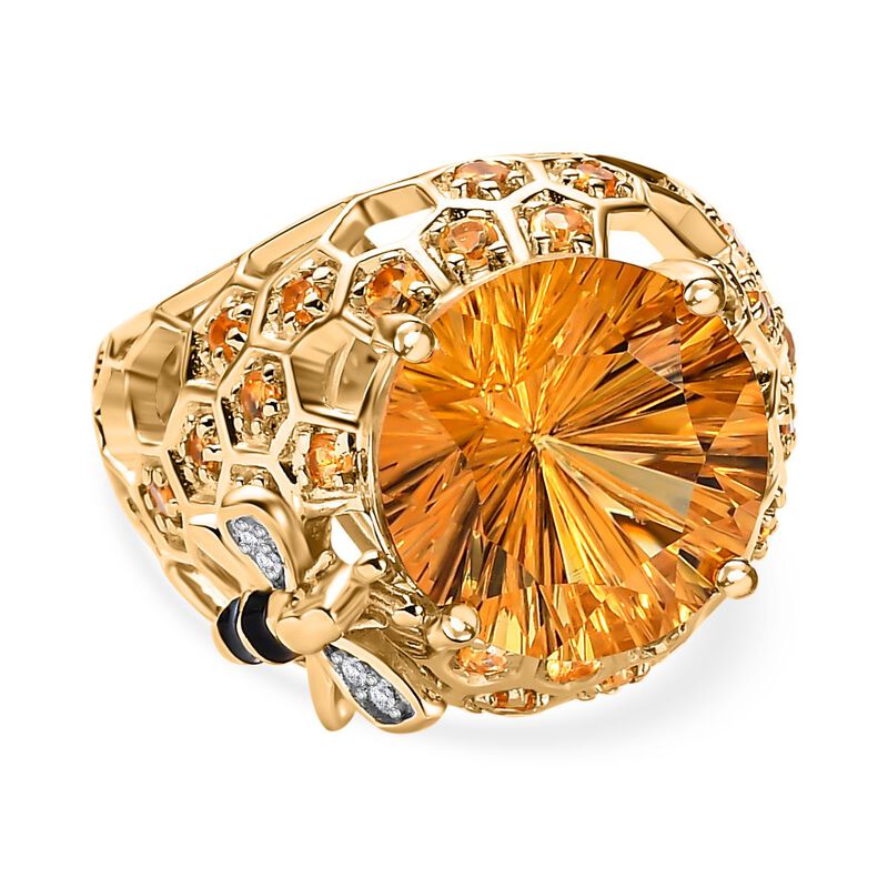 GP Honeycomb Kollektion- Citrin im Hanabi-Schliff, Zirkon und Kanchanaburi blauer Saphir-Ring - 7,02 ct. image number 0