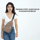 Stepp-Slingtasche mit RFID-Schutz und Kopfhöreröffnung, Größe: 17x7,5x30cm, Braun image number 1