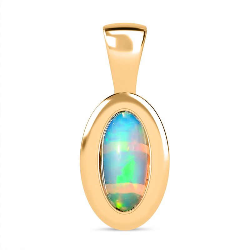 AA Natürlicher, äthiopischer Welo Opal Anhänger 925 Silber 750 Gelbgold Vermeil ca. 0,90 ct. image number 0