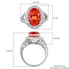 Padparadscha Triplette Quarz und weißer Zirkon-Ring, 925 Silber platiniert (Größe 21.00) ca. 7.71 ct image number 6