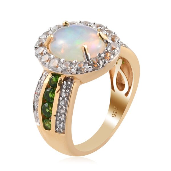Natürlicher Äthiopischer Opal und Mehrfarbig Edelsteine Ring 925 Silber Vermeil image number 1